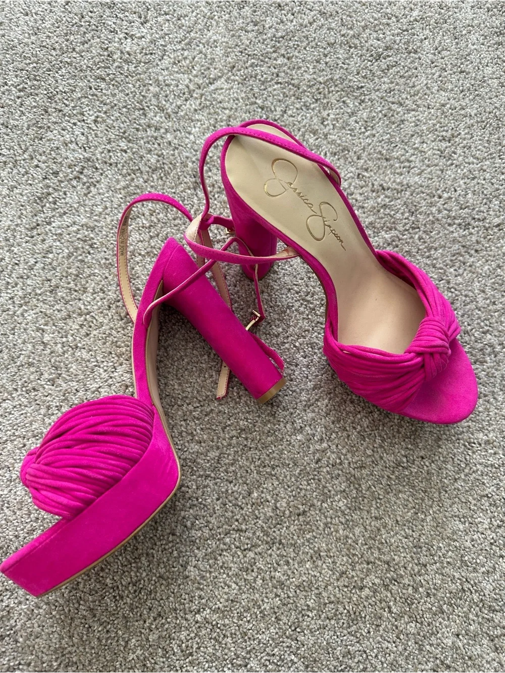 Jessica Simpson Women’s Hot Pink Platform Ankle-Strap High Heels